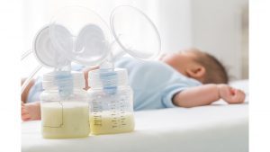 baby with breast pumps; breast milk storage tips 